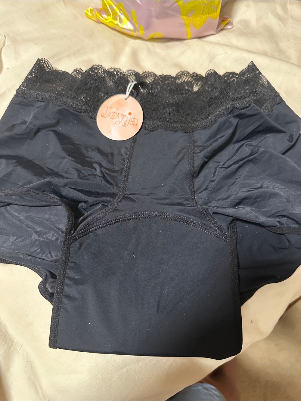 Women's Black Lace Waist Brief - Black Joyja period bries Size Medium